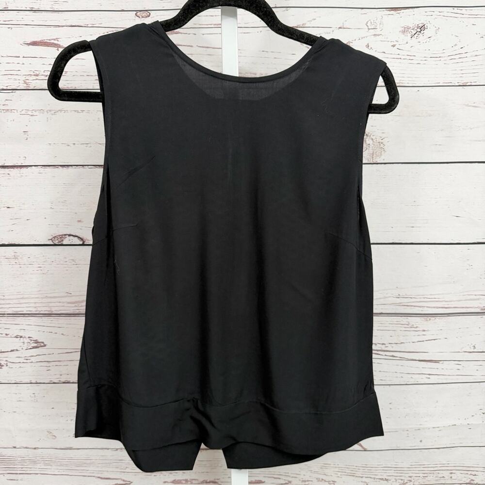 Banana Republic Black Tank Top Sleeveless Blouse Zipper Back Size Medium